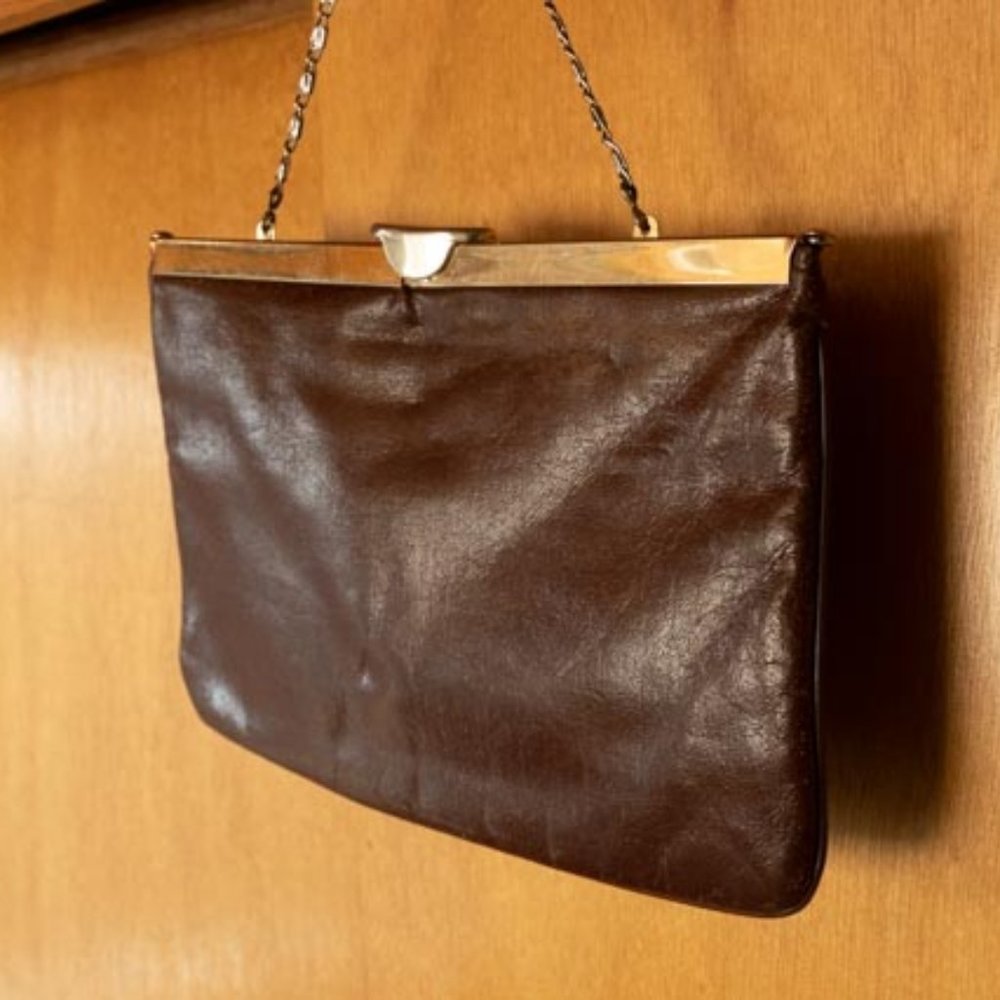 VIN Etra Handmade Tobacco Brown Diamond Opening Evening Clutch 9.5x6.75" - Picture 6 of 9